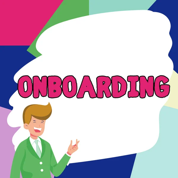 stock image Text sign showing Onboarding, Word for Action Process of integrating a new employee into an organization