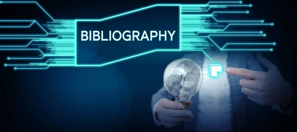 Inspiración Mostrando Signo Bibliografía Concepto Internet Una Lista Escritos Relacionados — Foto de Stock