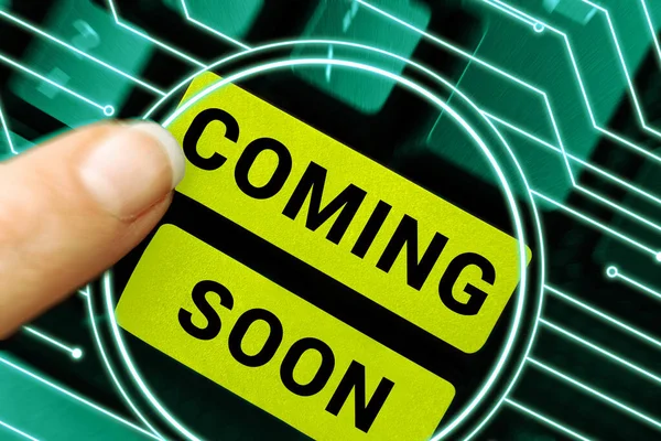 Text Caption Presenting Coming Soon Business Approach Something Going Happen — Stock Photo, Image