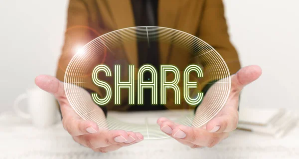 Podpis Tekstowy Prezentujący Share Internet Concept Part Part Larger Amount — Zdjęcie stockowe