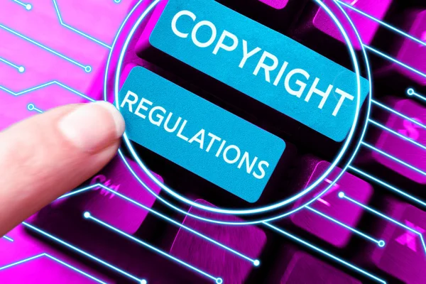 Sign Displaying Copyright Regulations Conceptual Photo Body Law Governs Original —  Fotos de Stock