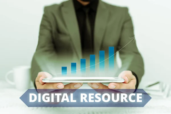 Text Caption Presenting Digital Resource Business Overview Content Distributed Digitally — Fotografia de Stock