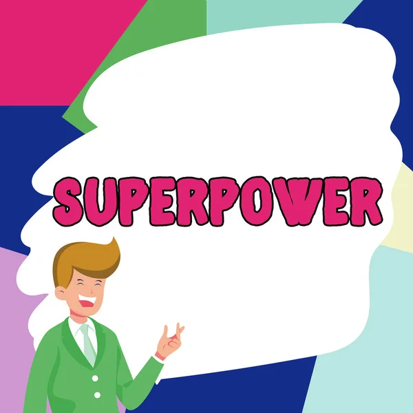 Inspiration Die Zeichen Der Supermacht Zeigt Geschäftskonzept Das Eine Macht — Stockfoto