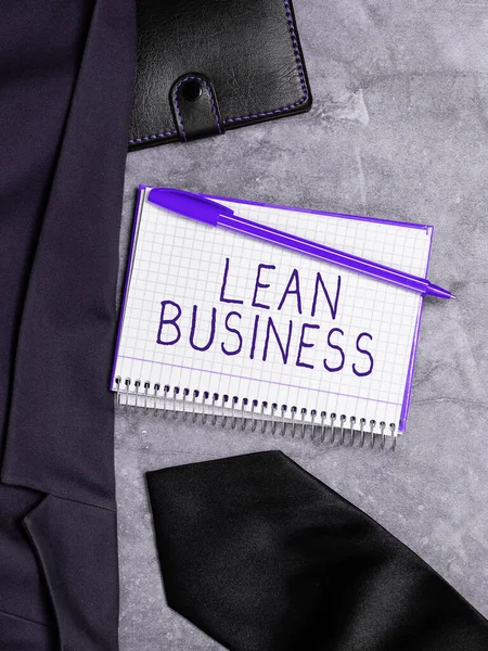 Handschrifttekst Lean Business Business Concept Verbetering Van Afvalminimalisatie Zonder Productiviteit — Stockfoto
