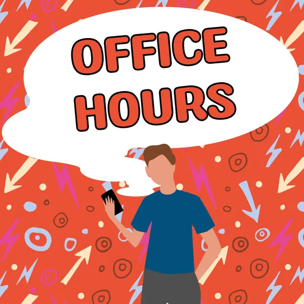 Sign Displaying Office Hours Business Overview Hours Which Business Normally — Stock Photo, Image