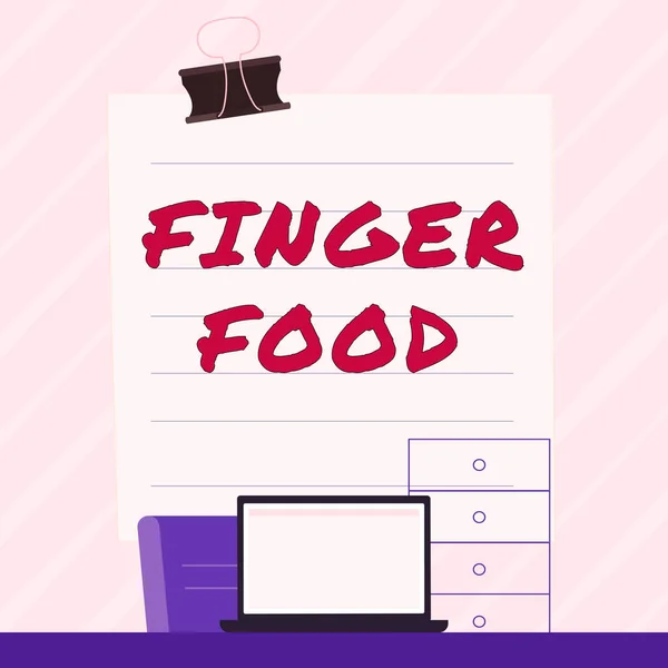 显示食指食物 互联网概念产品和供食用的食指的消化器的文字标志 — 图库照片