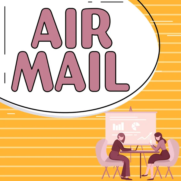 Концептуальний Дисплей Air Mail Огляд Бізнесу Сумки Листами Пакунками Які — стокове фото