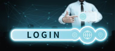 Giriş, İş Genel Görünümü Web Sitesi Blog 'unu kullanıcı adı ve parola kaydı kullanarak gösteren metin işareti