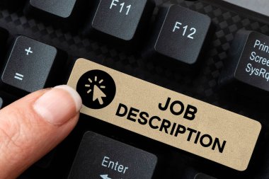 Handwriting text Job Description, Concept meaning A document that describes the responsibilities of a position