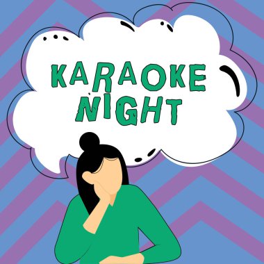 Conceptual caption Karaoke Night, Conceptual photo Entertainment singing along instrumental music played by a machine