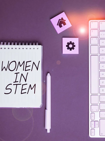 Metin Başlığı Bilim Teknolojisi Mühendisliği Mühendisliği Araştırmacısı Köklü Yaklaşımı Kadınları — Stok fotoğraf
