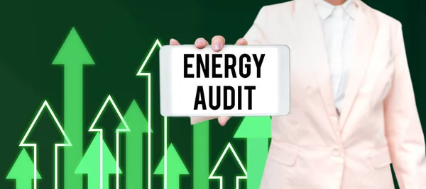 Conceptual Display Energy Audit Word Assessment Energy Needs Efficiency Building — Stock Photo, Image