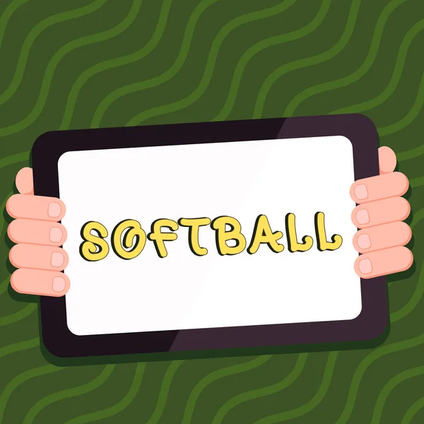 Testo Calligrafia Softball Foto Concettuale Uno Sport Simile Baseball Giocato — Foto Stock
