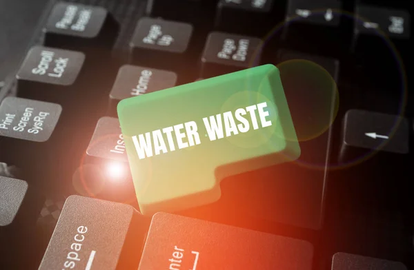 Conceptual Display Water Waste Internet Concept Liquid Has Been Used — Stock Photo, Image