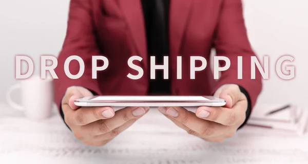 Text Sign Showing Drop Shipping Internet Concept Send Goods Manufacturer — Zdjęcie stockowe