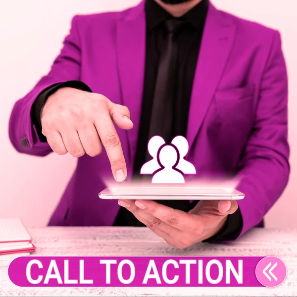 Inspiration Showing Sign Call Action Word Written Encourage Decision Move — Fotografia de Stock