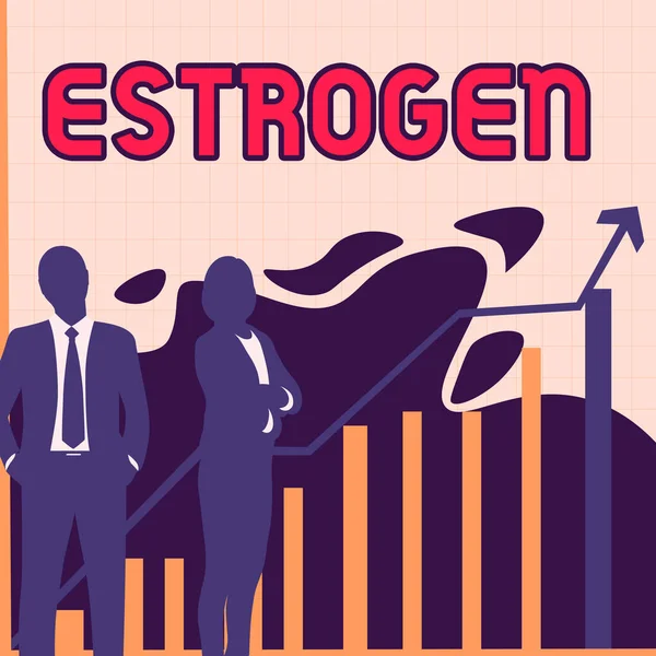 Концептуальный Заголовок Estrogen Internet Concept Group Hormones Promote Development Female — стоковое фото