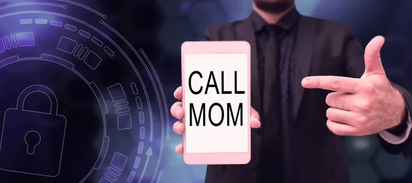 Tekst Bijschrift Presenteren Call Mom Business Aanpak Poging Communiceren Met — Stockfoto