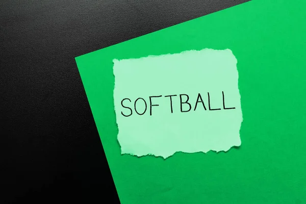 Cartello Che Mostra Softball Business Vetrina Uno Sport Simile Baseball — Foto Stock