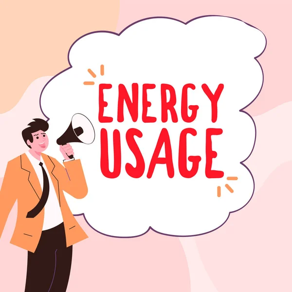 Sinal Texto Mostrando Uso Energia Vitrine Comercial Quantidade Energia Consumida — Fotografia de Stock