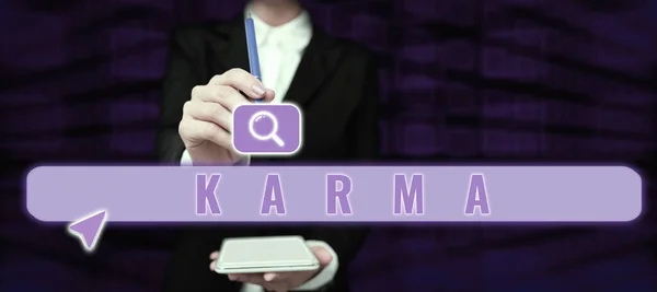Konceptuell Display Karma Word Skrivet Summan Persons Handlingar Detta Och — Stockfoto