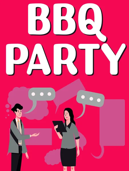Szöveg Felirat Bemutató Bbq Party Internet Concept Általában Szabadban Füstölve — Stock Fotó