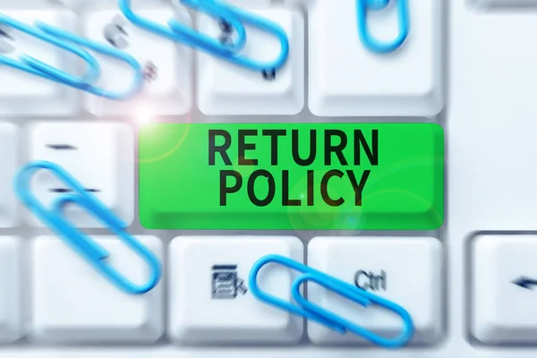 Sign Displaying Return Policy Business Approach Adóvisszatérítés Lakossági Üzletszabályzat Vásárlási — Stock Fotó