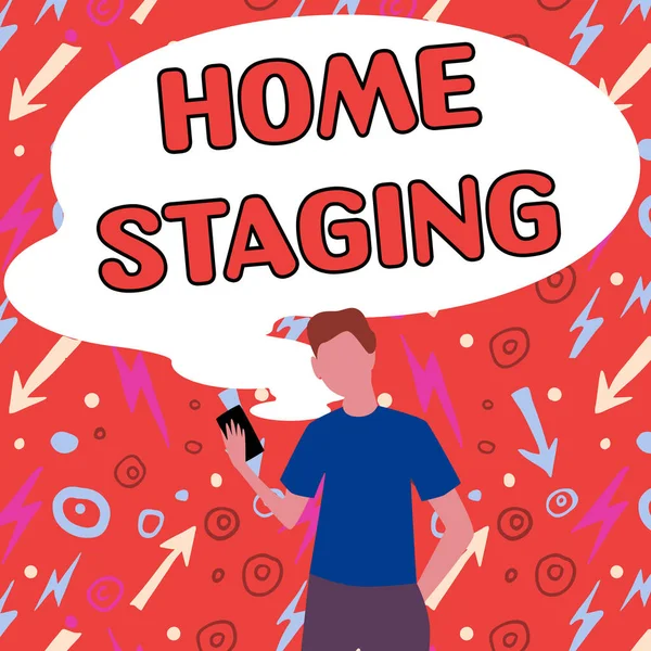 Inspirace Ukazující Znamení Home Staging Koncept Znamenající Přípravu Soukromé Rezidence — Stock fotografie