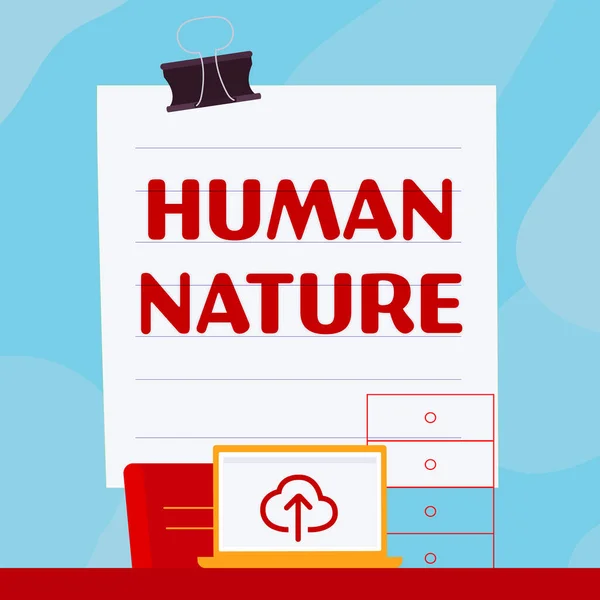 Sinal Texto Mostrando Natureza Humana Visão Geral Dos Negócios Características — Fotografia de Stock