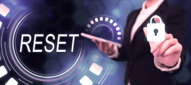 Metin Sıfırlama yazılıyor, Internet Kavram aygıtı fabrika kipine geri dönüyor Yeniden sıfır başlangıç noktası belirleyin