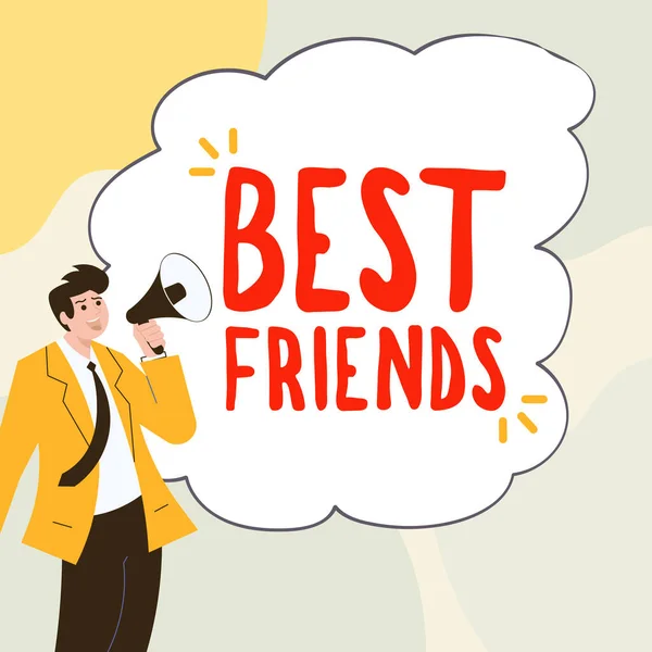 Scrivere Visualizzando Testo Best Friends Internet Concept Una Persona Cui — Foto Stock