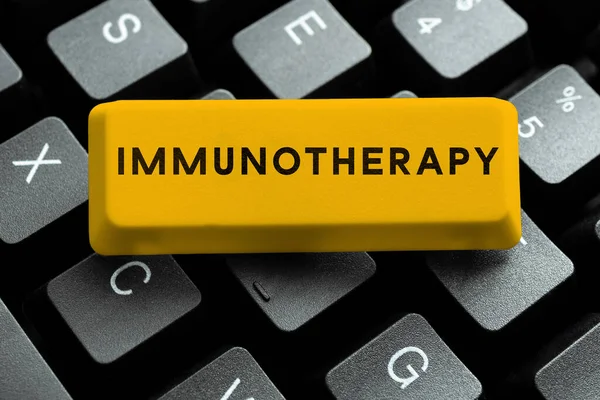Hand Writing Sign Immunotherapy Word Treatment Prevention Disease Involves Enhancement —  Fotos de Stock