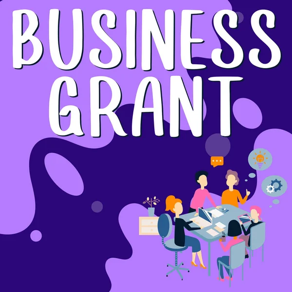 Writing displaying text Business Grant, Business idea Working strategies accomplish objectives