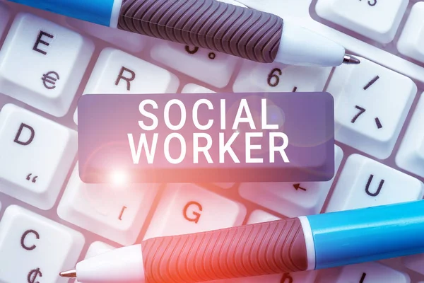 Inspiración Mostrando Signo Trabajador Social Enfoque Empresarial Asistencia Personas Del — Foto de Stock