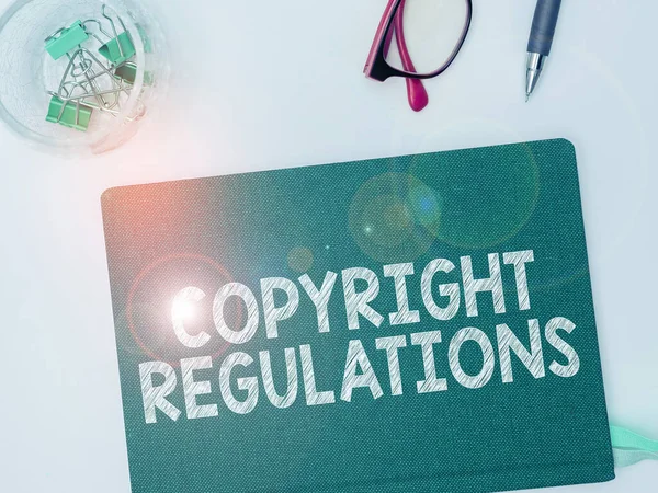 Handschrifttekst Copyright Regulations Business Overview Wetgeving Die Originele Werken Van — Stockfoto