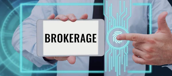 Szöveg Felirat Bemutató Brokerage Word Szolgál Megbízható Ügynök Vagy Közvetítő — Stock Fotó
