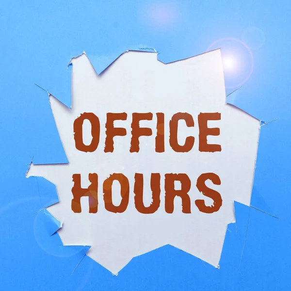 Ofis Saatlerini Kavramsal Fotoğrafı Saatlerinin Çalışma Saatlerini Gösteren Metin Imzası — Stok fotoğraf