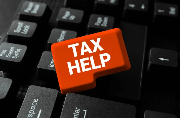 Redação Exibindo Texto Tax Help Business Approach Assistência Contribuição Obrigatória — Fotografia de Stock