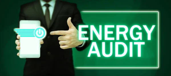 Inspiration Showing Sign Energy Audit Word Assessment Energy Needs Efficiency — Stock Photo, Image