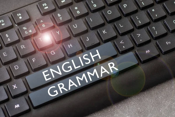 Tekst Pokazujący Inspirację Gramatyka Języka Angielskiego Conceptual Photo Courses Cover — Zdjęcie stockowe