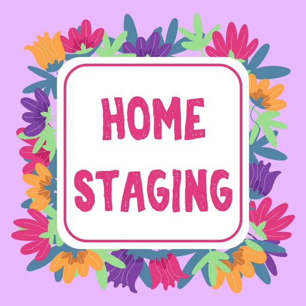 Textová Značka Ukazující Home Staging Business Přístup Příprava Soukromé Rezidence — Stock fotografie