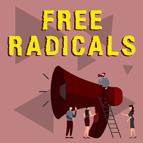 Text Sign Showing Free Radicals Conceptual Photo Produced Body Natural — Stock Photo, Image