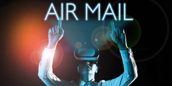 Hava Postası Gösteren Metin Işareti Uçakla Taşınan Mektup Paketler Için — Stok fotoğraf