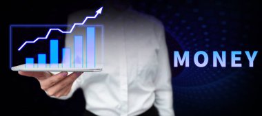 Metin başlığı Para, İş Vitrini bozuk para ve banknotlar şeklinde güncel bir takas aracıdır