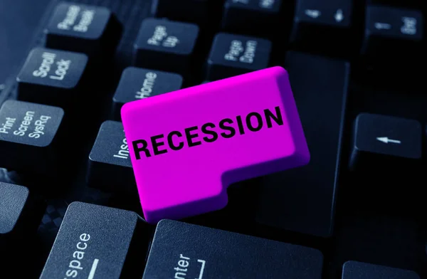 Texto Mostrando Inspiração Recessão Negócios Mostram Processo Diminuição Progressiva Crescimento — Fotografia de Stock