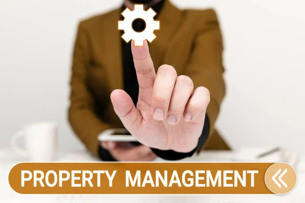 Hand writing sign Property Management, Internet Concept Overseeing of Real Estate Preserved value of Facility