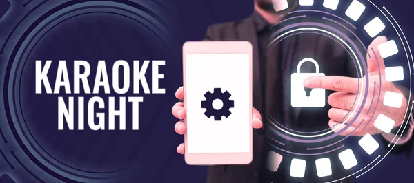 Texto Que Presenta Karaoke Night Internet Concept Entertainment Cantando Música —  Fotos de Stock