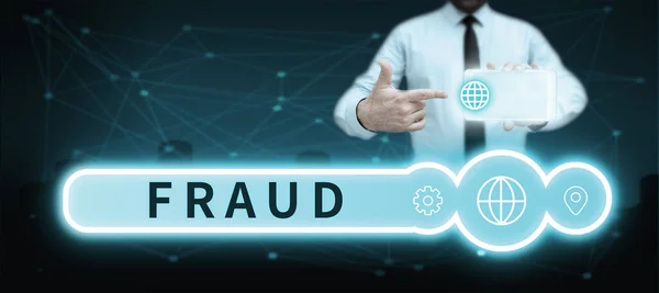 Writing Displaying Text Fraud Business Showcase Wrongful Criminal Deception Intended — Stock Photo, Image