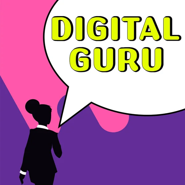 Sign Displaying Digital Guru Business Concept Teacher Intellectual Guide Matters — Stock Photo, Image
