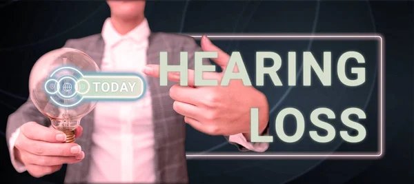 Znak Tekstowy Pokazujący Utratę Słuchu Przegląd Działalności Jest Częściowa Lub — Zdjęcie stockowe